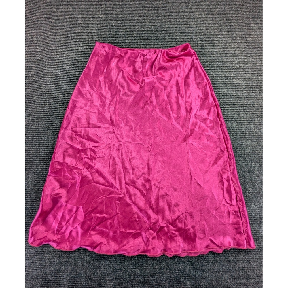 Nicole Miller Womens Medium Hot Pink Satin Pencil Skirt Formal USA Made